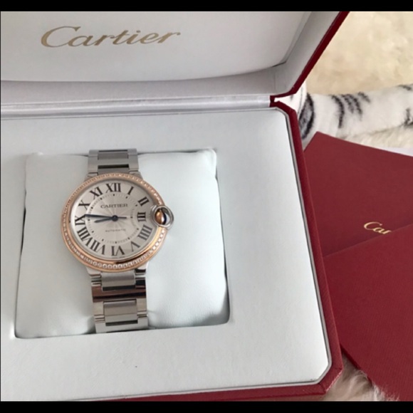 Cartier Accessories - Cartier Ballon Bleu Wrist Watch SS-18k Rose Gold Diamond Bezel 36mm WE902081 NWB